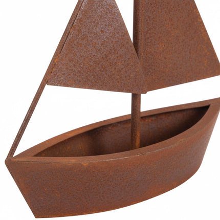 Kuģa formas metāla puķupods - Rustic Rust Patina