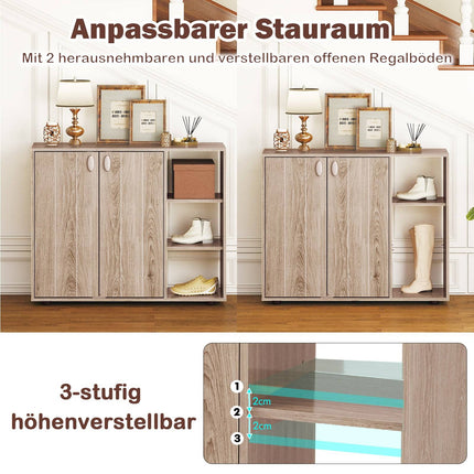 Apavu skapis ar 2 durvīm un regulējamiem plauktiem, dabīgs