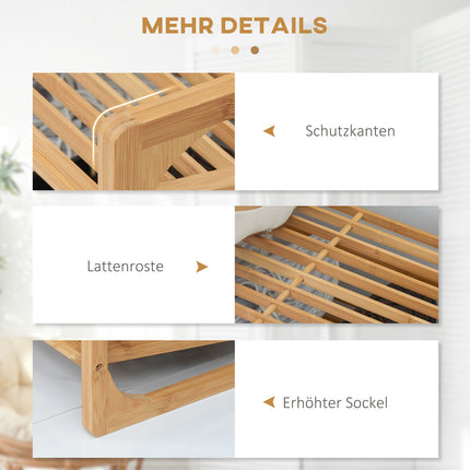 Bamboo shoe rack - 3-tier, holds 9 pairs, natural finish