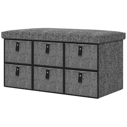 Apavu sols ar 6 kastēm, sols, drēbju skapja sols ar lina izskatu, apavu lāde 6 apavu pāriem, gaitenim, gaitenis, tumši pelēks, 76,5 x 38 x 38 cm