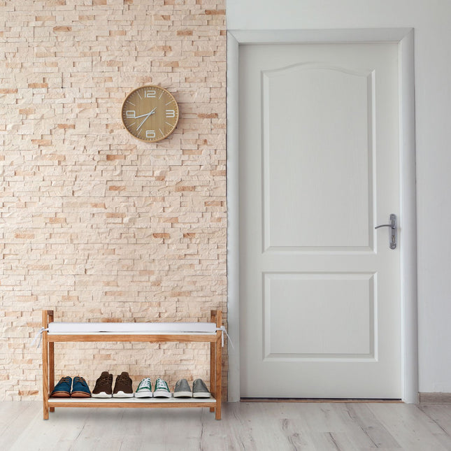 Shoe bench with upholstered seat