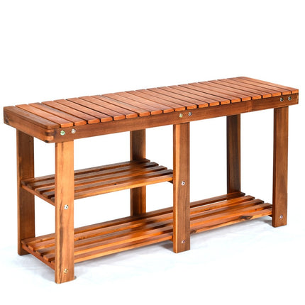 Apavu plaukts ar soliņu un 2 plauktiem. Apavu skapis no koka. Apavu statīvs 87 x 28 x 45 cm.