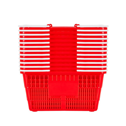 Shopping Baskets With Handles, 12-Pack 21L Stackable, Red