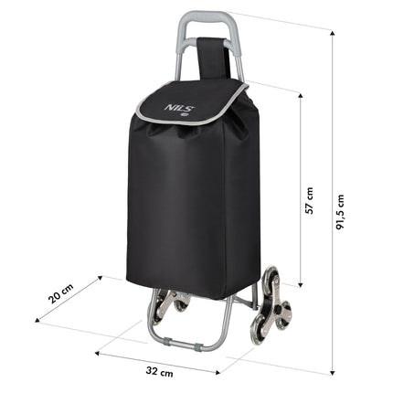 Iepirkumu ratiņi 40L, melni, salokāmi