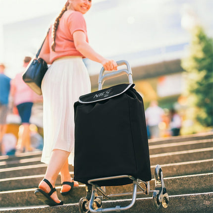 Iepirkumu ratiņi 40L, melni, salokāmi