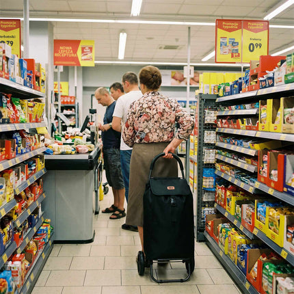 Iepirkumu ratiņi ar sēdekli, 40 l, melni, tērauda rāmis