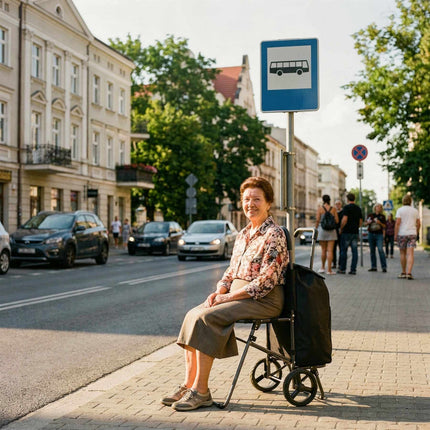Iepirkumu ratiņi ar sēdekli, 40 l, melni, tērauda rāmis