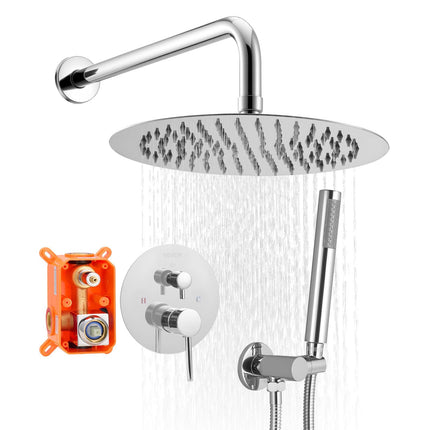 Shower Faucet Set, 10-Inch Rain Head, Handheld, Chrome