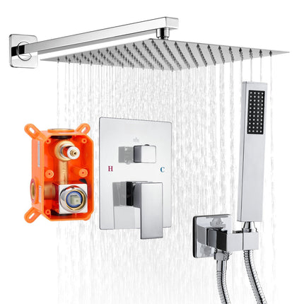 Shower Faucet Set – 12-Inch Square Rain Head, Handheld