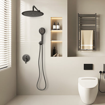Shower Faucet Set, Matte Black, 12-Inch Rain Head, Handheld