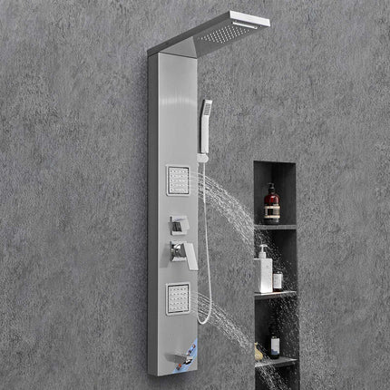 Shower Panel Tower, 53 In Stainless Steel, 5-Function