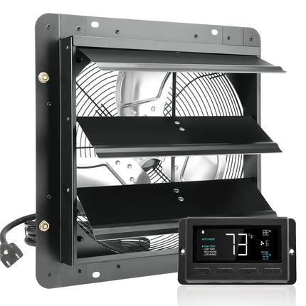 Shutter Exhaust Fan 14 In, 1024 CFM, Temp-Humidity Control