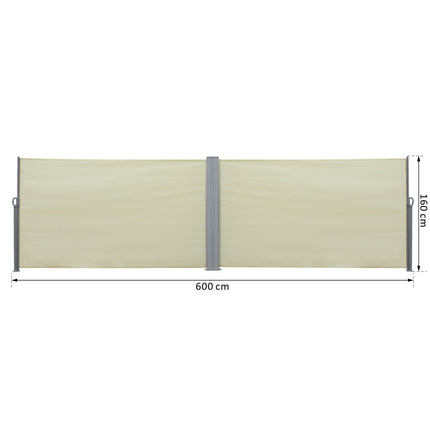 Sānu markīze privātuma nodrošināšanai un saules aizsardzībai, sānu rullo žalūzijas, UV aizsardzība, poliesters, krēmkrāsas, 600x160 cm