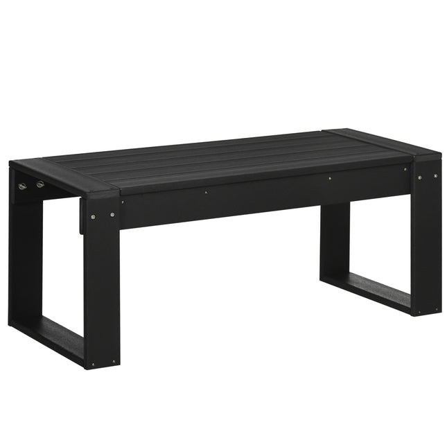 Sānu galdiņš, dārza galdiņš, kafijas galdiņš ar koka imitāciju, taisnstūrveida, balkonam, dārzam, terasei, HDPE, melns, 95x42x40cm