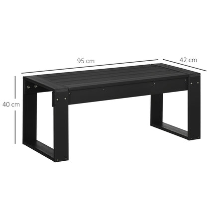 Sānu galdiņš, dārza galdiņš, kafijas galdiņš ar koka imitāciju, taisnstūrveida, balkonam, dārzam, terasei, HDPE, melns, 95x42x40cm