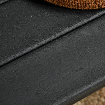 Sānu galdiņš, dārza galdiņš, kafijas galdiņš ar koka imitāciju, taisnstūrveida, balkonam, dārzam, terasei, HDPE, melns, 95x42x40cm