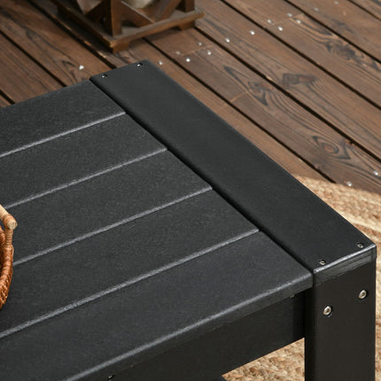 Sānu galdiņš, dārza galdiņš, kafijas galdiņš ar koka imitāciju, taisnstūrveida, balkonam, dārzam, terasei, HDPE, melns, 95x42x40cm