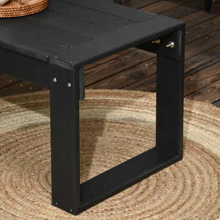 Sānu galdiņš, dārza galdiņš, kafijas galdiņš ar koka imitāciju, taisnstūrveida, balkonam, dārzam, terasei, HDPE, melns, 95x42x40cm