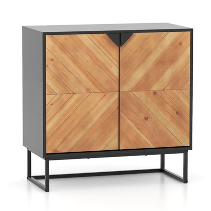 Kumode ar 2 durvīm, virtuves skapītis ar plauktu, moderns bufetes skapītis ar metāla kājām, 80 x 40 x 80 cm, melns