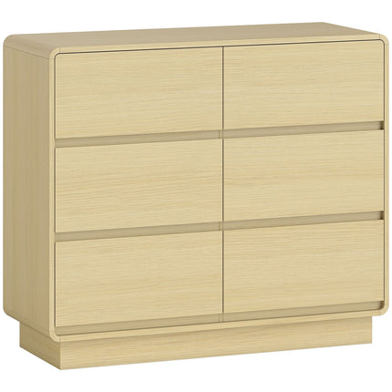 Kumode ar 6 atvilktnēm, 100 cm, dabīgā koka apdare