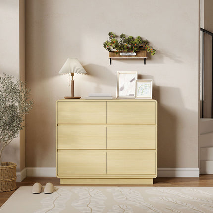Kumode ar 6 atvilktnēm, 100 cm, dabīgā koka apdare