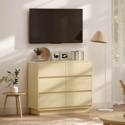 Kumode ar 6 atvilktnēm, 100 cm, dabīgā koka apdare