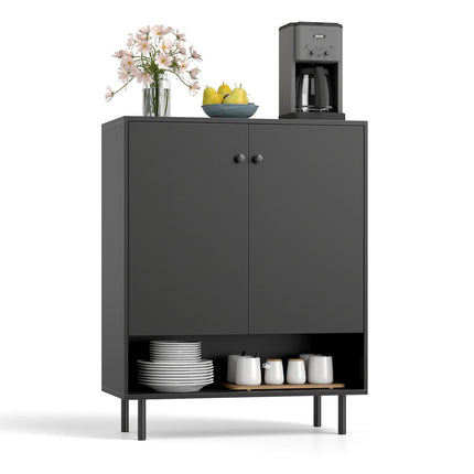 Kumode ar regulējamiem plauktiem, 2 durvīm, 75x35x95 cm, melna