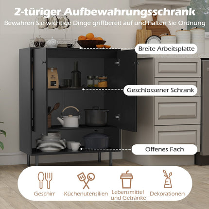 Kumode ar regulējamiem plauktiem, 2 durvīm, 75x35x95 cm, melna
