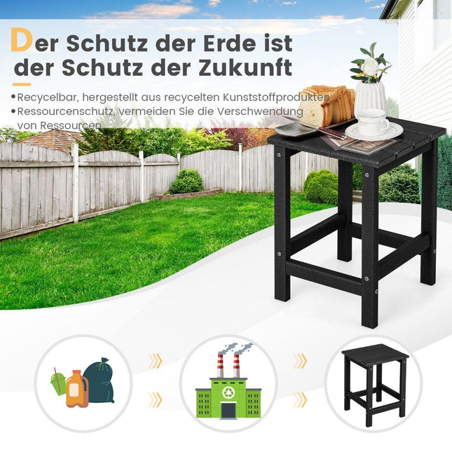 Sānu galdiņš, laikapstākļiem izturīgs HDPE Adirondack galds, 36 x 36 x 47 cm, melns