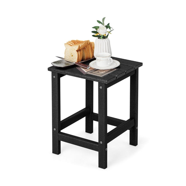 Sānu galdiņš, laikapstākļiem izturīgs HDPE Adirondack galds, 36 x 36 x 47 cm, melns