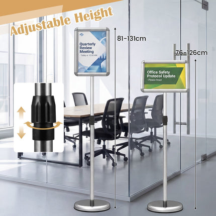 Zīmju turētāja statīvs, 8,5x11 collas, regulējams augstums, sudrabs
