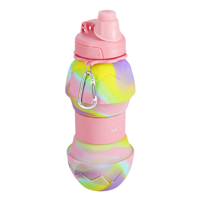 Silikona salokāma ūdens pudele, 700ml, rozā