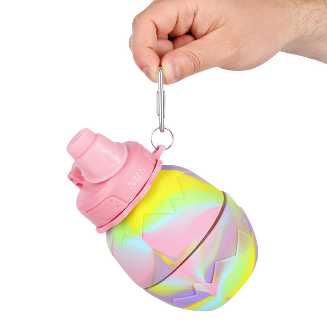 Silikona salokāma ūdens pudele, 700ml, rozā