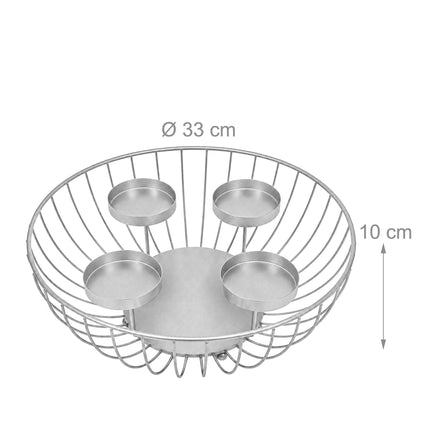 Sudraba metāla Adventa vainaga bļoda – 33 cm tērauda turētājs