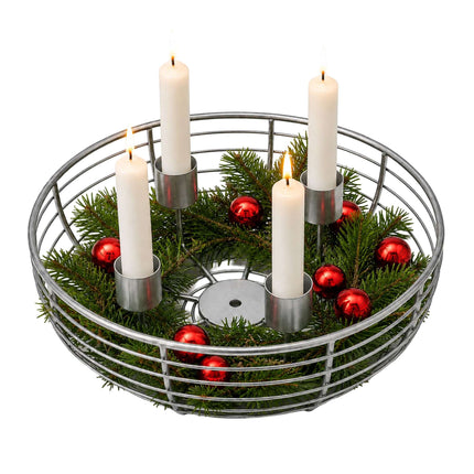 Sudraba metāla stiepļu Adventa vainaga turētājs – 20,5 cm
