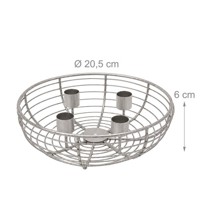 Sudraba metāla stiepļu Adventa vainaga turētājs – 20,5 cm