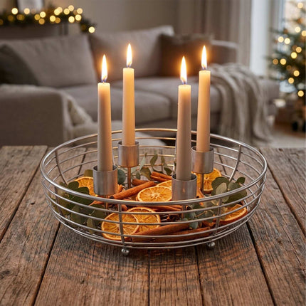 Sudraba metāla stiepļu Adventa vainaga turētājs – 20,5 cm