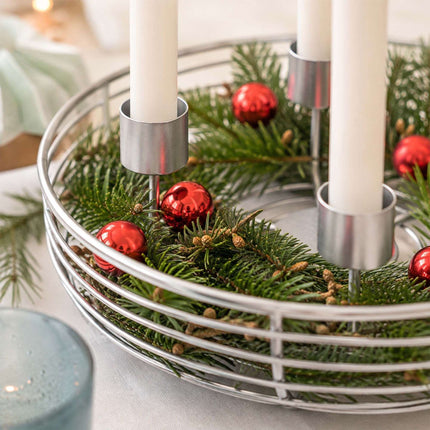 Sudraba metāla stiepļu Adventa vainaga turētājs – 20,5 cm