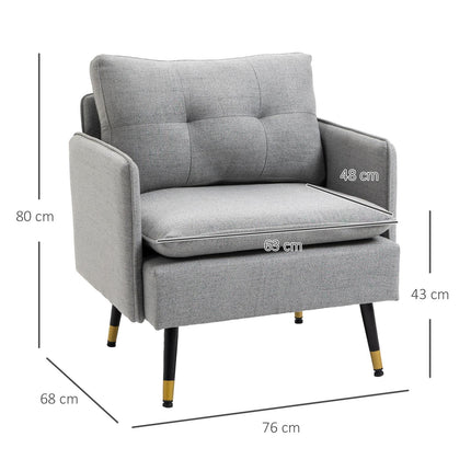 Lounge Armchair; Linen look, cushion, 120 kg capacity