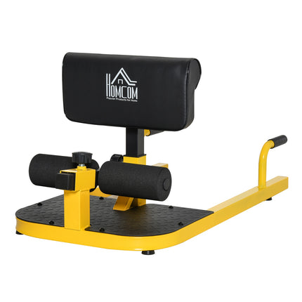 Sissy Squat Squat Trainer kāju trenažieris vēdera muskuļu un sēžamvietas trenažieris 3 vienā trenažieris regulējams līdz 120 kg tērauds dzeltens + melns 50 x 97 x (44,5-56,5) cm