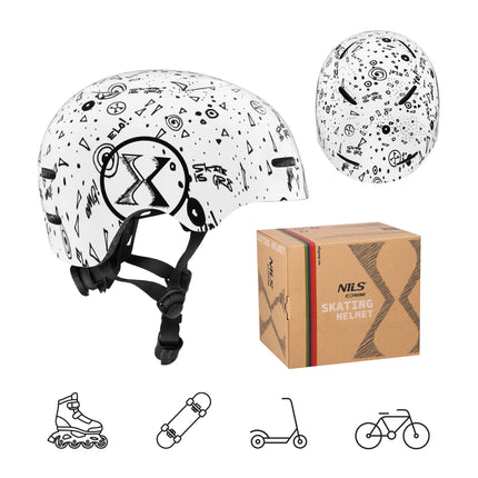 Skeitborda ķivere, balta, M (55-58 cm), viegla, 10 ventilācijas atveres