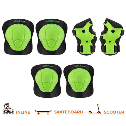 Skate Protective Gear Set – Wrist Elbow Knee, Green XS