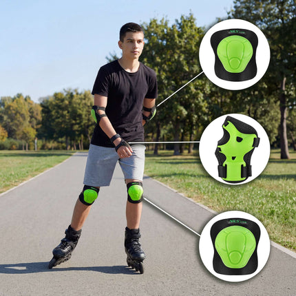 Skate Protective Pad Set, Wrist Elbow Knee, Green S