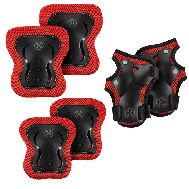 Slidošanas aizsargaprīkojuma komplekts, plaukstas locītavas, elkoņa un ceļa locītavas, sarkans S