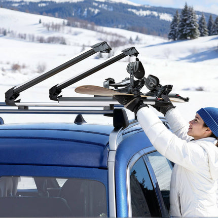 Ski And Snowboard Roof Rack, Lockable, 2-Pack Aluminum