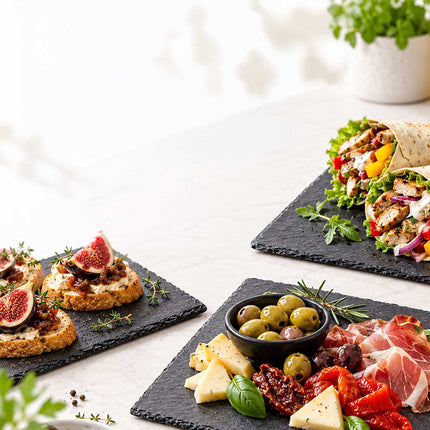 Slate Plate Set of 6, Rectangular Serving Boards with Felt, Anthracite