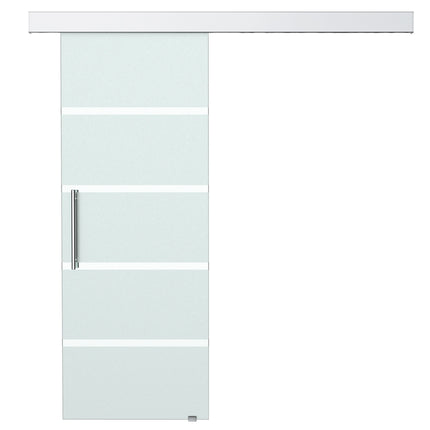 Bīdāmās stikla durvis ar rokturi un satīna svītrām, 2050x775 mm