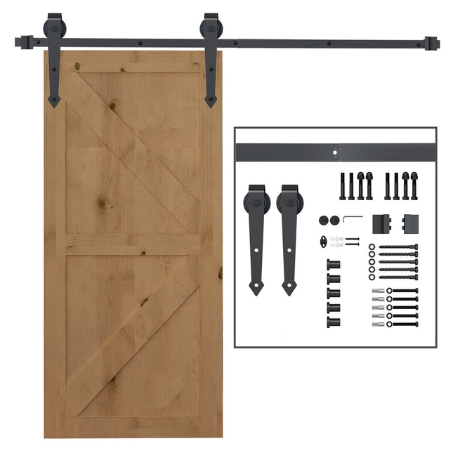 Bīdāmo durvju furnitūras komplekts 200 cm, pilns komplekts ar sliedēm, rullīšiem, pretlēkšanas ierīcēm, durvju atduri, grīdas vadotni, bīdāmo durvju sistēmu no brūna oglekļa tērauda
