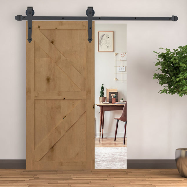 Bīdāmo durvju furnitūras komplekts 200 cm, pilns komplekts ar sliedēm, rullīšiem, pretlēkšanas ierīcēm, durvju atduri, grīdas vadotni, bīdāmo durvju sistēmu no brūna oglekļa tērauda