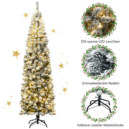 Tieva Ziemassvētku eglīte ar sniegu, 225 cm, 350 LED gaismiņas